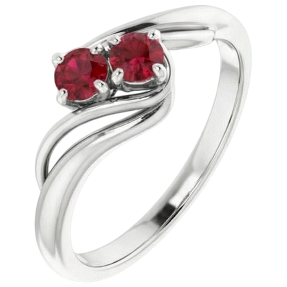 Two Stone 1 Carat Ruby Ring White Gold 14K