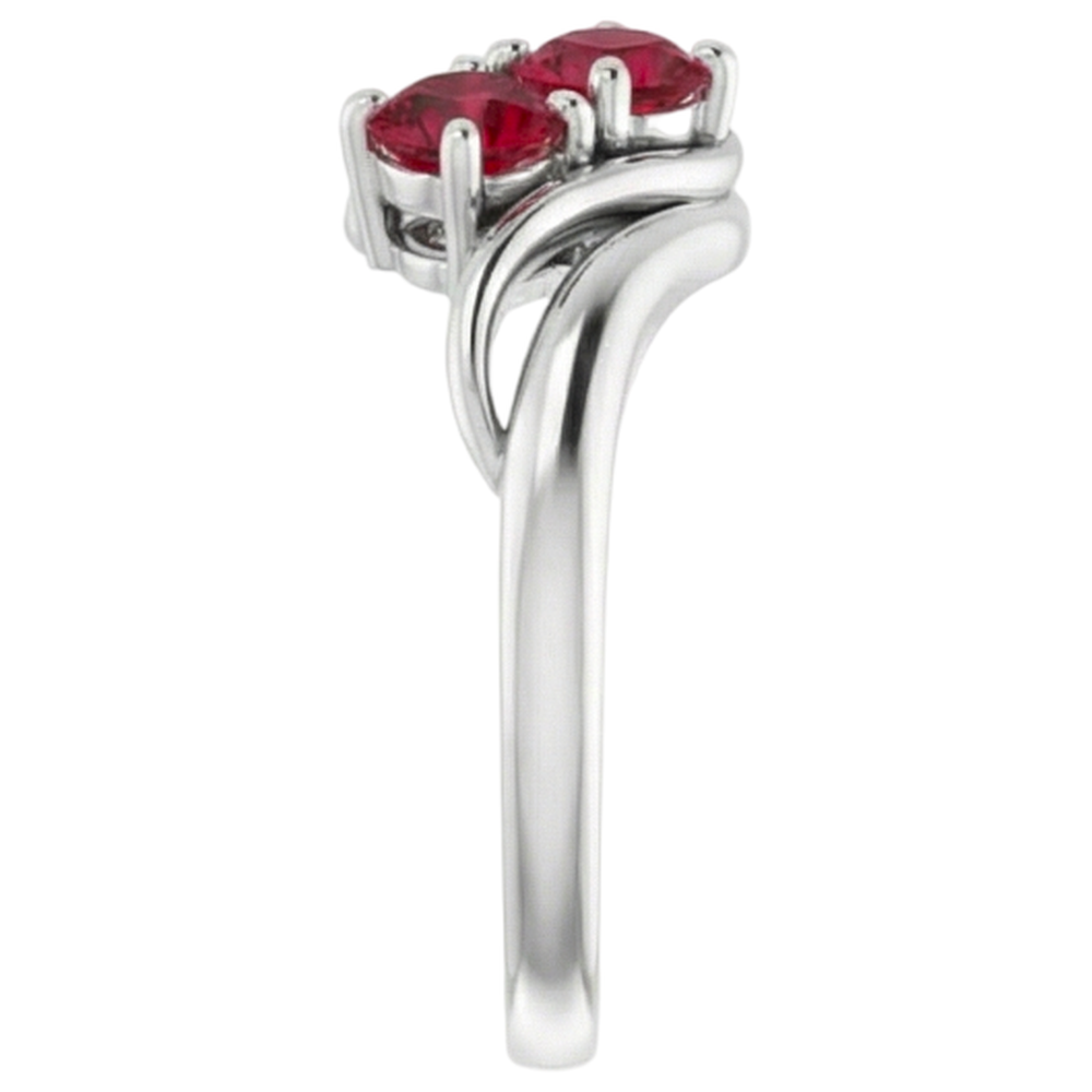 Two Stone 1 Carat Ruby Ring White Gold 14K