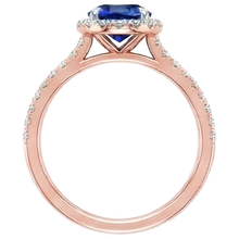 Two Tone Blue Sapphire Halo Natural Earth Mined Diamond Ring Prong Set