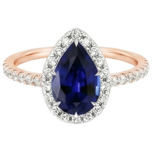 Two Tone Ceylon Pear Sapphire Natural Earth Mined Diamond Engagement Ring 6 Carats New