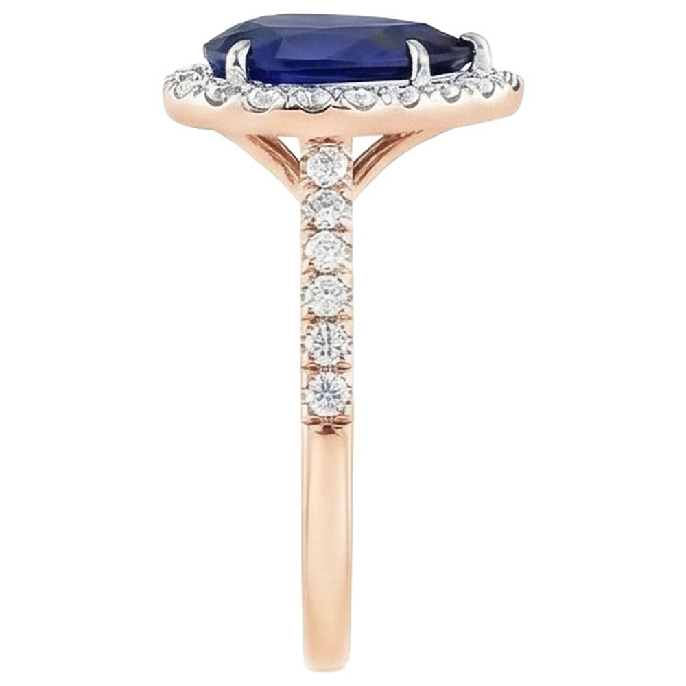 Two Tone Ceylon Pear Sapphire Natural Earth Mined Diamond Engagement Ring 6 Carats New
