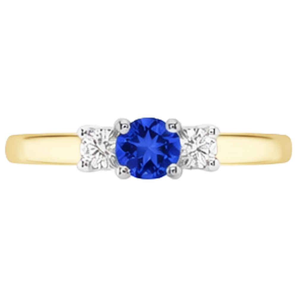 Two Tone Engagement Ring 2 Carats Round Natural Earth Mined DIAMOND ( NOT LAB GROWN ) Tanzanite