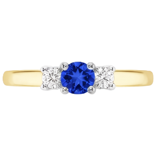 Two Tone Engagement Ring 2 Carats Round Natural Earth Mined DIAMOND ( NOT LAB GROWN ) Tanzanite