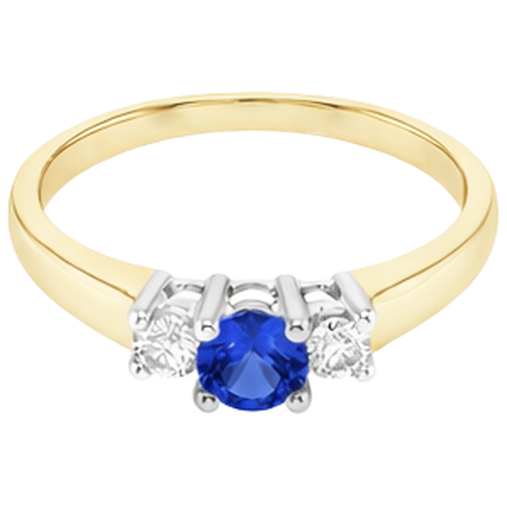 Two Tone Engagement Ring 2 Carats Round Natural Earth Mined DIAMOND ( NOT LAB GROWN ) Tanzanite