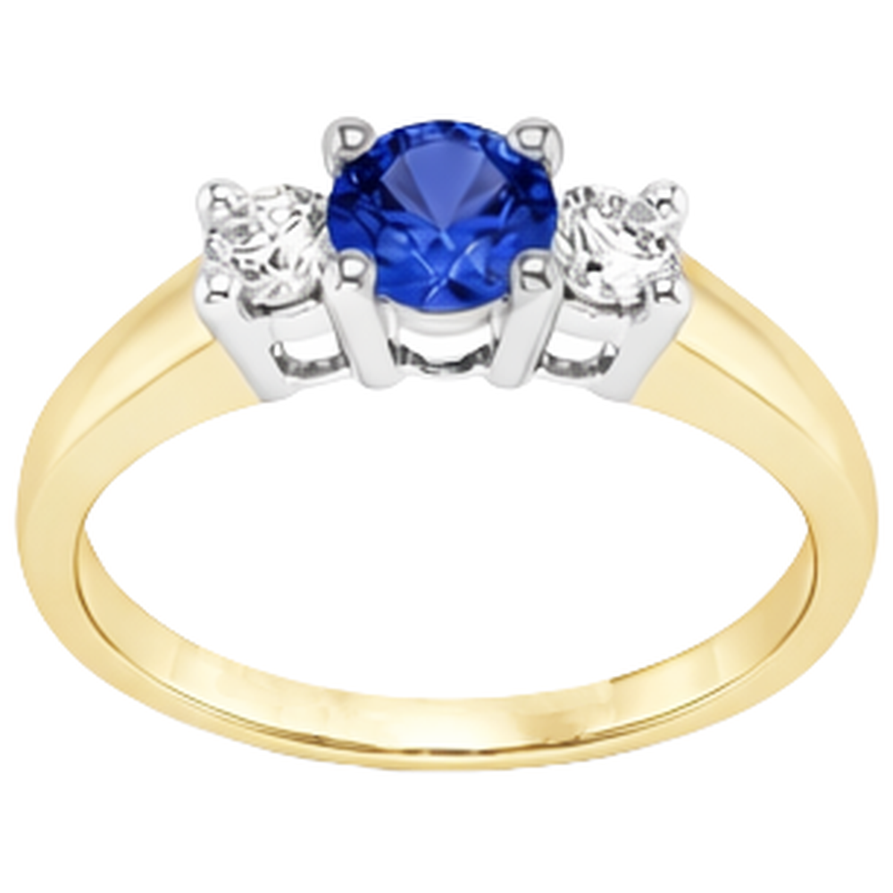 Two Tone Engagement Ring 2 Carats Round Natural Earth Mined DIAMOND ( NOT LAB GROWN ) Tanzanite