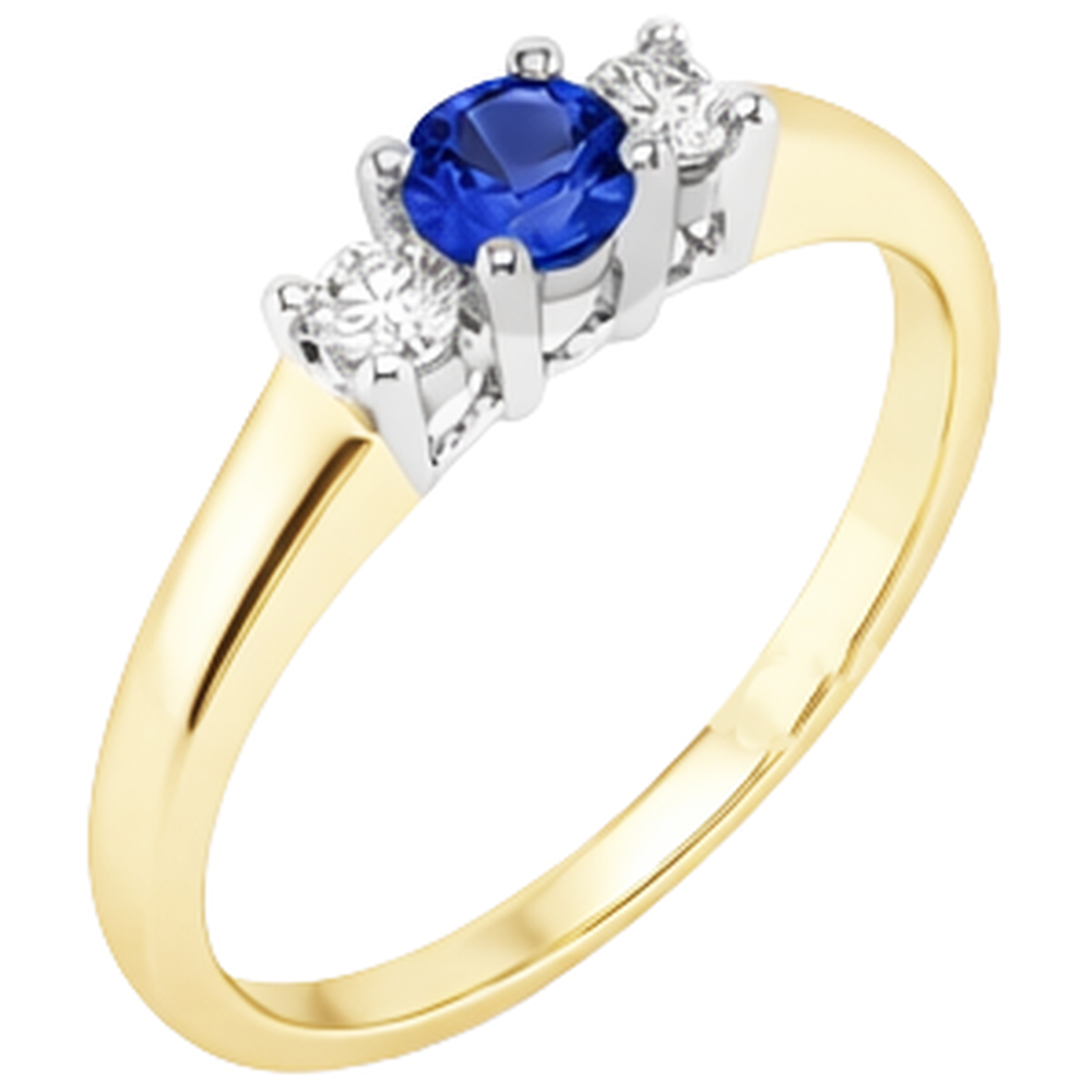 Two Tone Engagement Ring 2 Carats Round Natural Earth Mined DIAMOND ( NOT LAB GROWN ) Tanzanite