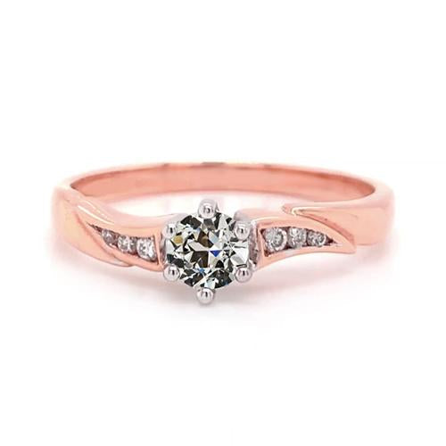 Two Tone Engagement Ring Round Old Miner Genuine Diamond 1.25 Carats
