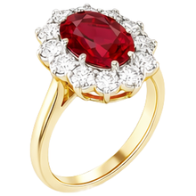 Two Tone Gold 14K 4.75 Ct Red Ruby With Natural Earth Mined Diamonds Ring New
