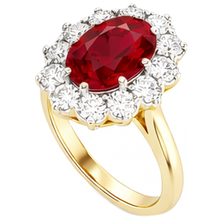 Two Tone Gold 14K 4.75 Ct Red Ruby With Natural Earth Mined Diamonds Ring New
