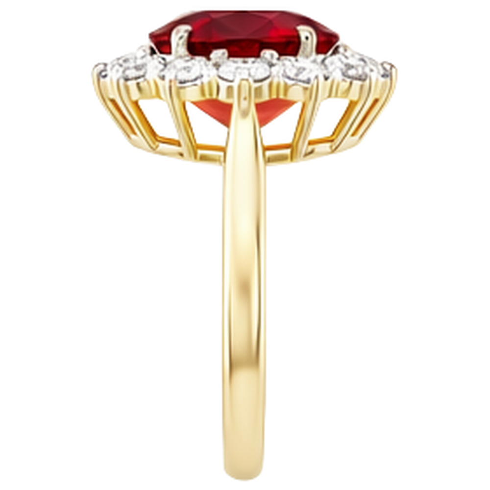 Two Tone Gold 14K 4.75 Ct Red Ruby With Natural Earth Mined Diamonds Ring New