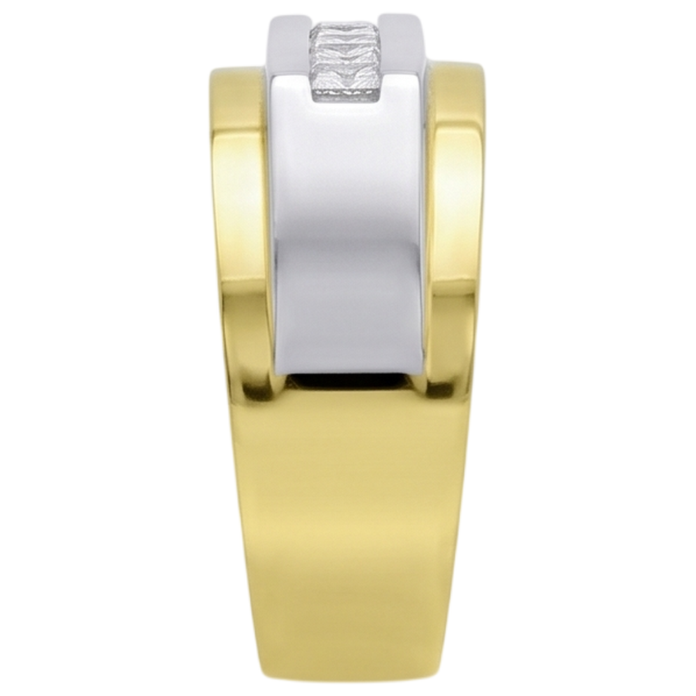 Two Tone Gold 14K Men Ring Band Princess Real Natural Earth Mined DIAMOND ( NOT LAB GROWN ) 0.72 Carats