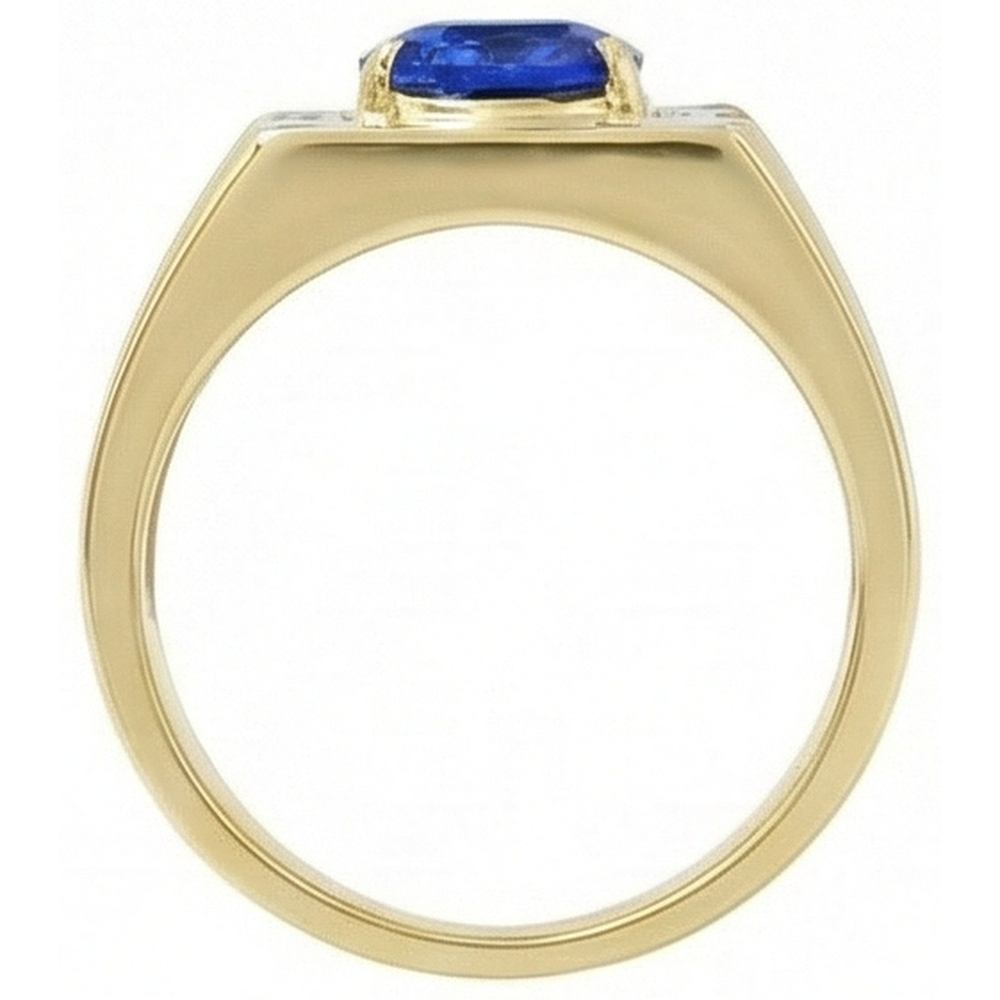 Two Tone Gold 14K Oval Sapphire & Round Natural Earth Mined DIAMOND ( NOT LAB GROWN ) Ring 2.31 Ct.