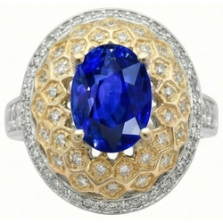 Natural Sapphire Ring 3.11ct - Yellow Gold 14K