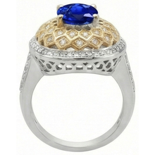 natural round sapphire 3.11ct ring on white background