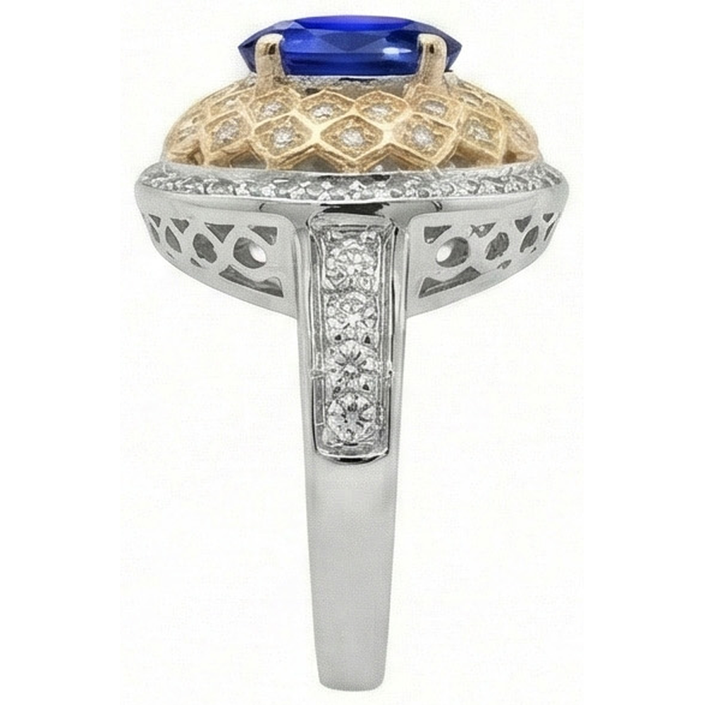 natural round sapphire 3.11ct ring profile view