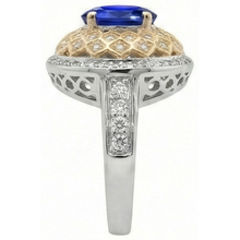 natural round sapphire 3.11ct ring profile view