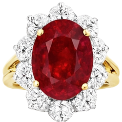 Two Tone Gold 3.50 Ct Brilliant Cut Ruby With Natural Earth Mined Diamonds Ring New
