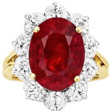 Two Tone Gold 3.50 Ct Brilliant Cut Ruby With Natural Earth Mined Diamonds Ring New