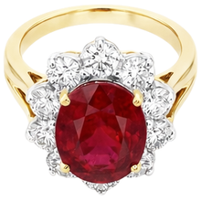 Two Tone Gold 3.50 Ct Brilliant Cut Ruby With Natural Earth Mined Diamonds Ring New