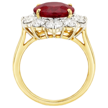 Two Tone Gold 3.50 Ct Brilliant Cut Ruby With Natural Earth Mined Diamonds Ring New