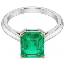 Precious Stone Ring 14K Two Tone Gold with Emerald – front view