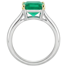 Emerald Precious Stone Ring 4-ct 14K Two Tone Gold – top view