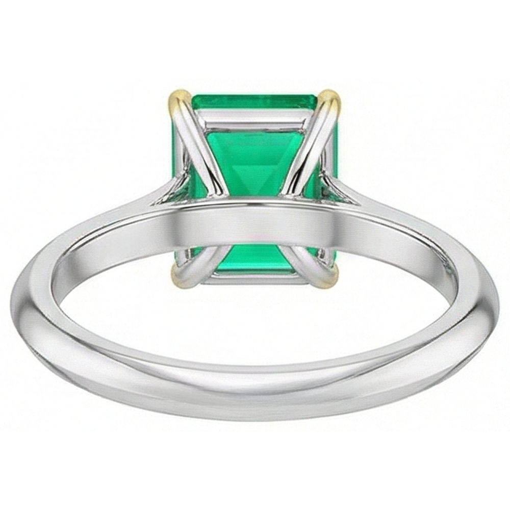 Sparkling Emerald Precious Stone Ring 4 ct – back view