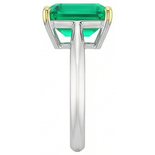 Genuine Emerald Precious Stone Ring 4 ct 14K Two Tone Gold – profile view