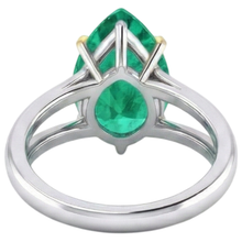Precious Stone Ring 14K Two Tone Gold with Fine Emerald – top view