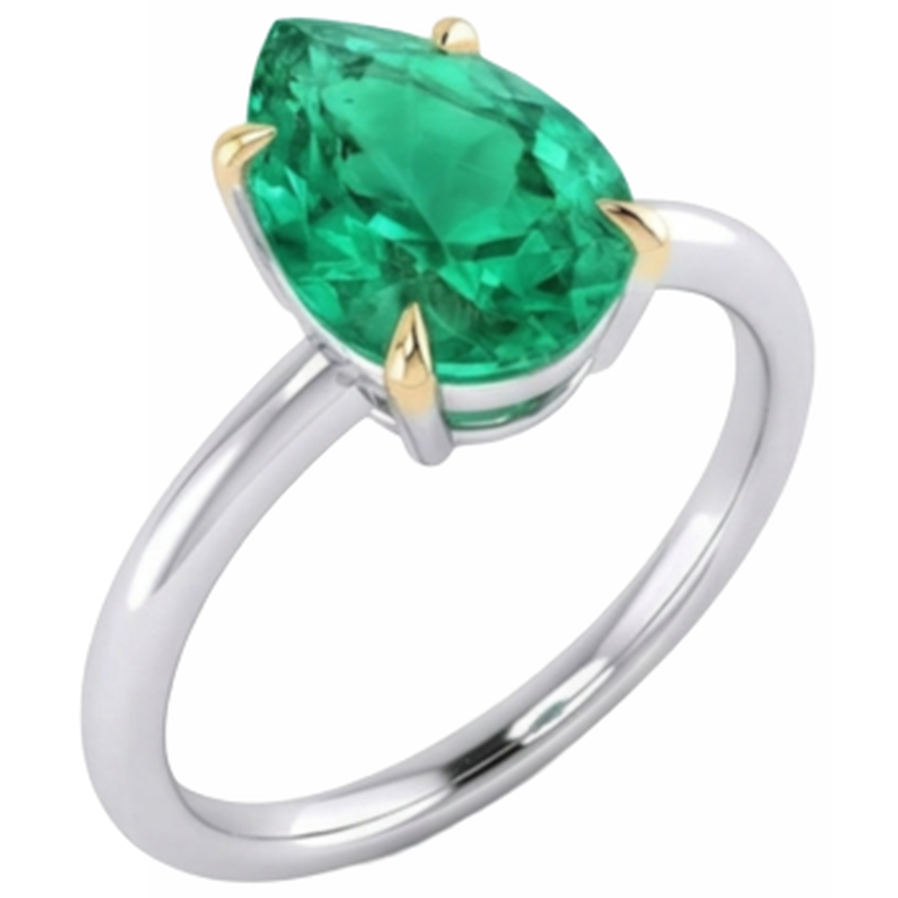 Exquisite Fine Emerald Precious Stone Ring 2 ct – side view