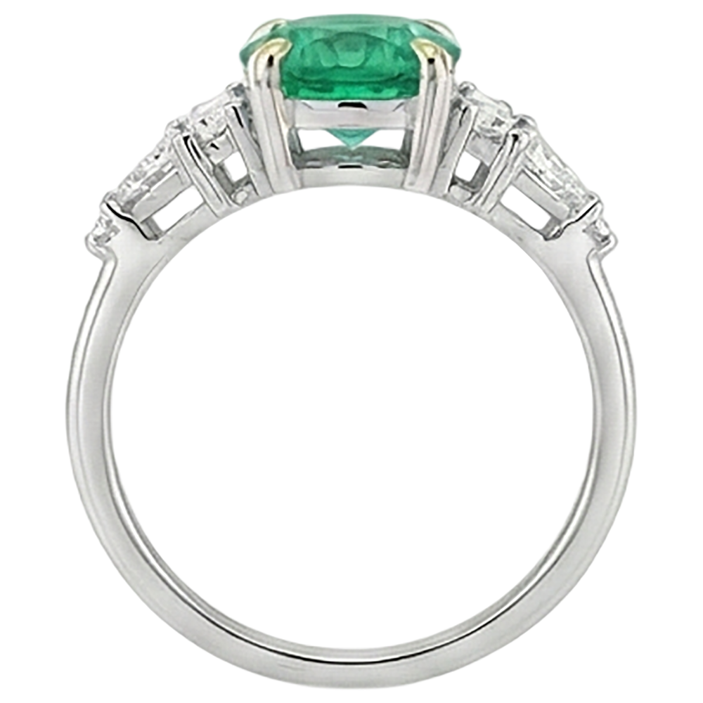Authentic Fine Emerald Gemstone Ring – top view