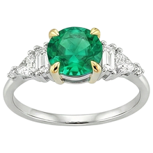 Authentic Fine Emerald Gemstone Ring 2.50 ct Two-Tone 14K Gold – front view
