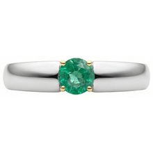 Fine Emerald Precious Stone Ring 1-ct 14K Two Tone Gold – profile view