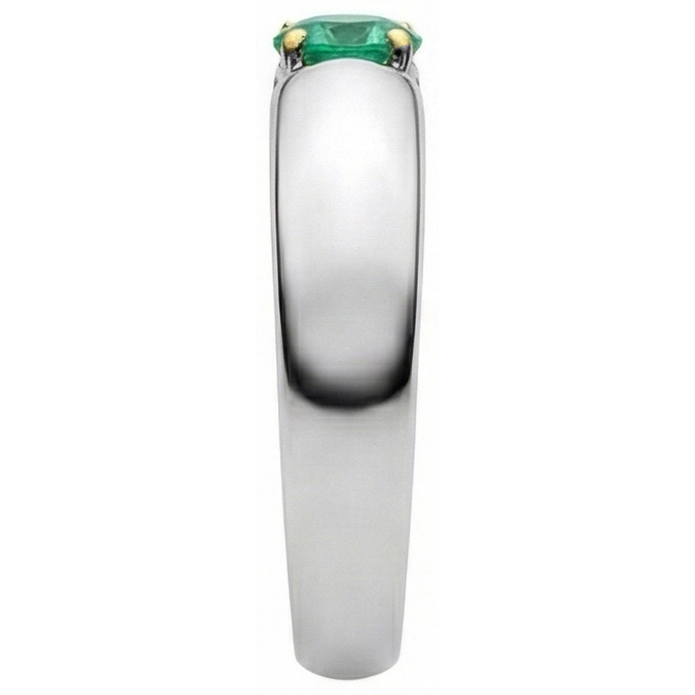 Earth-Mined Fine Emerald Precious Stone Ring 1 ct 14K Two Tone Gold – back view