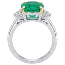 Gemstone Ring 14 Karat Two Tone Gold with Emerald – back view