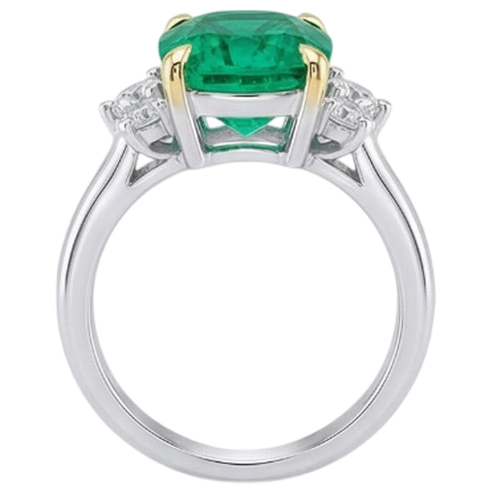 Gemstone Ring 14 Karat Two Tone Gold with Emerald – back view