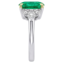 Gemstone Ring 14 Karat Two Tone Gold with Emerald – top view