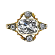 Two Tone Halo Cushion Old Cut Natural Diamond Ring Bezel Set 6 Carats