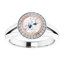 Two Tone Halo Old Miner Real Diamond Ring Split Shank Bezel Set 3.75 Carats