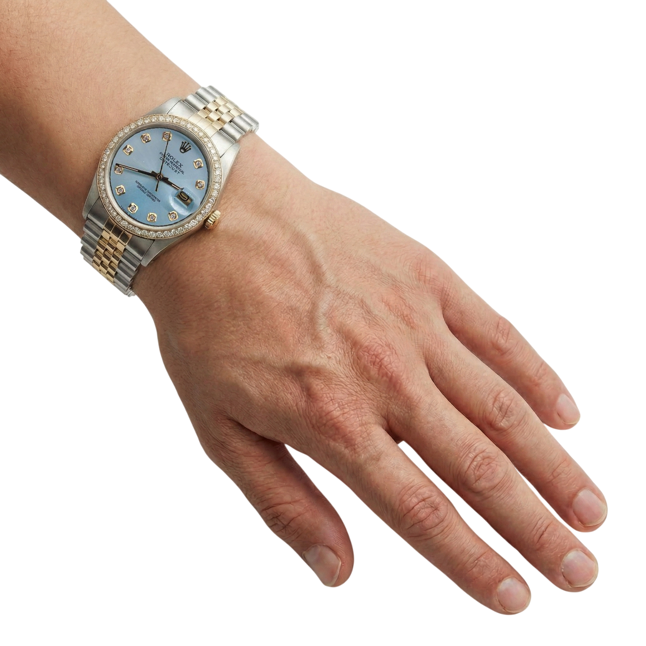 Two Tone Jubilee Watch Bezel Natural Earth Mined Diamond Dial Rolex Datejust QUICK SET