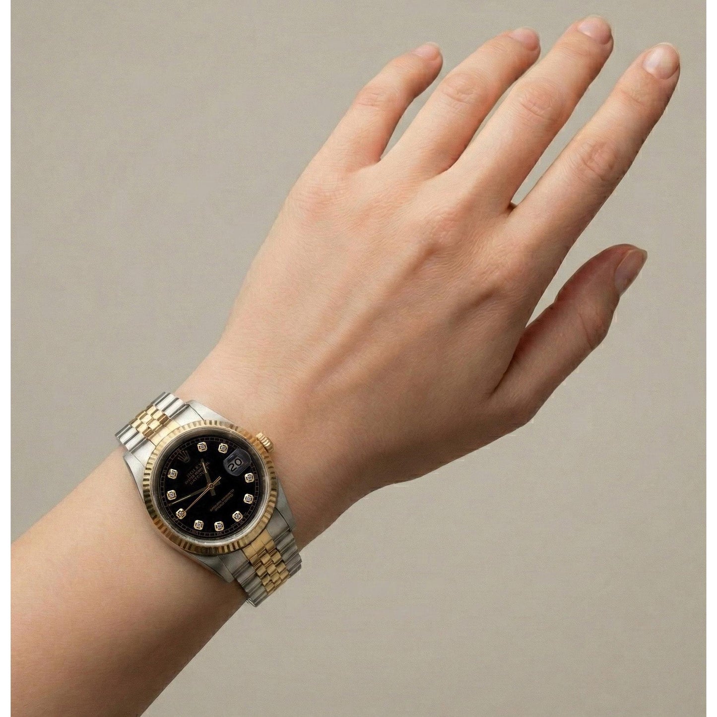 Two Tone Men Rolex Datejust Watch Natural Earth Mined Diamond Dial Jubilee Bracelet