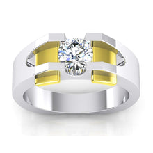 Two Tone Men's Real Solitaire Diamond Ring 1 Carat