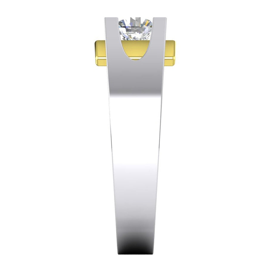 Two Tone Men's Real Solitaire Diamond Ring 1 Carat