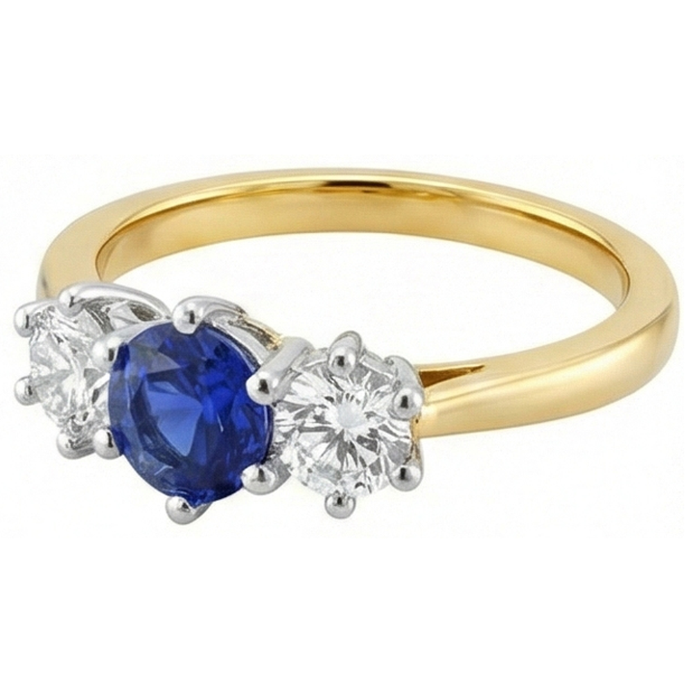 natural round sapphire 3.50ct ring close up detail