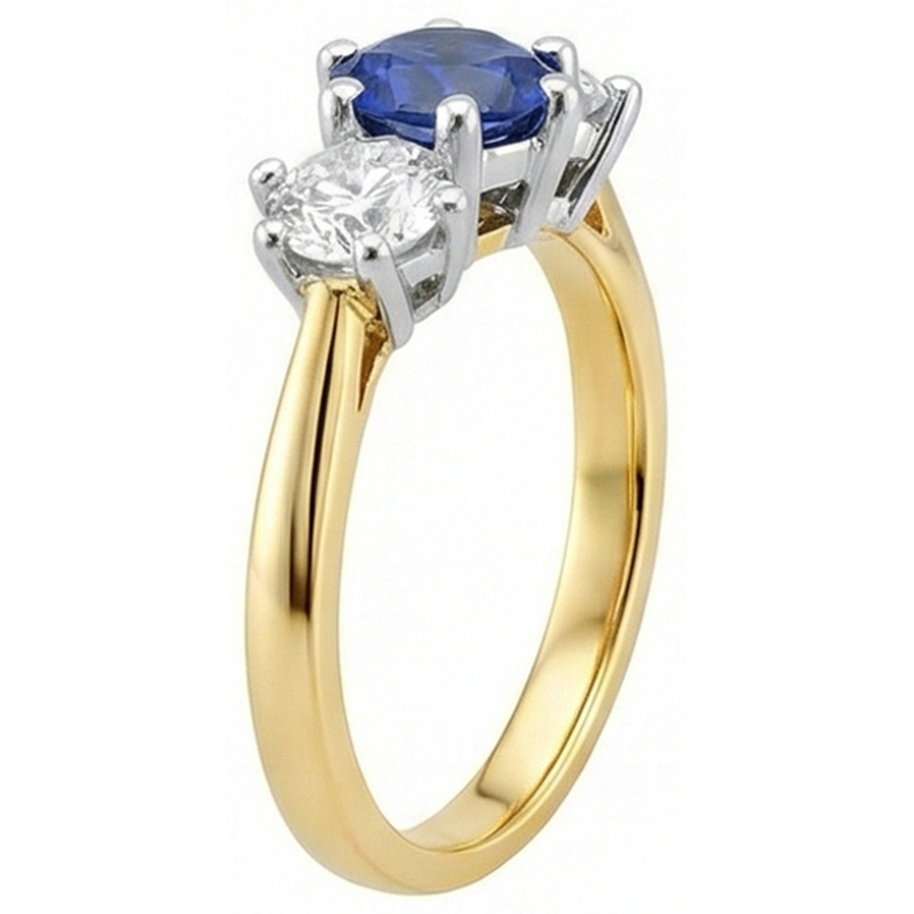 natural round sapphire 3.50ct ring profile view