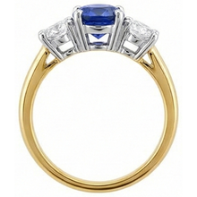 natural round sapphire 3.50ct ring on white background