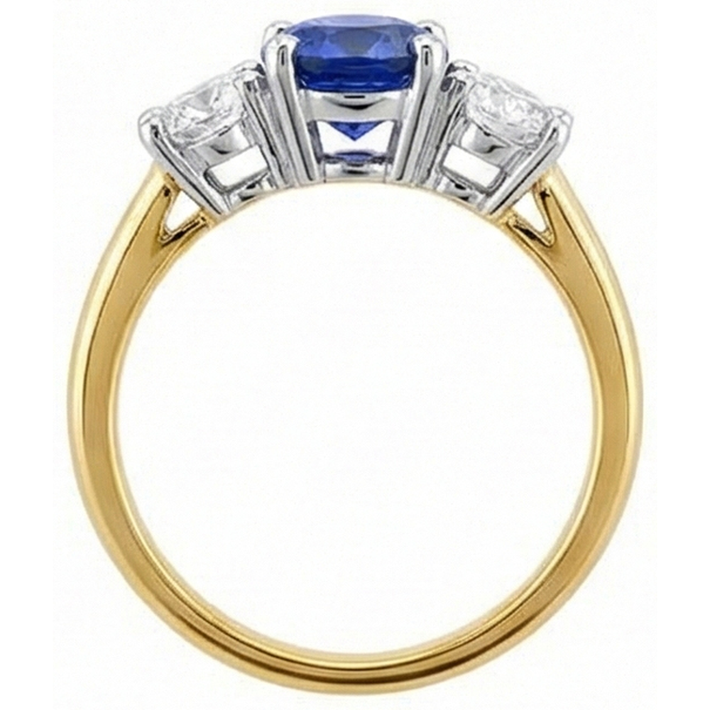 natural round sapphire 3.50ct ring on white background