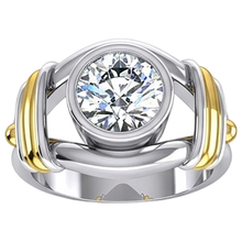 Two Tone Natural Earth Mined Diamond Solitaire Mens Ring Bezel Set 2 Carats