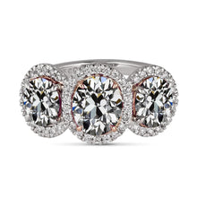 Two Tone Oval Old Mine Cut Genuine Diamond Halo Ring Prong Set 11 Carats