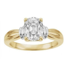 Natural Diamond Single Stone Ring 4.50 ct 14K Two Tone Gold – front view